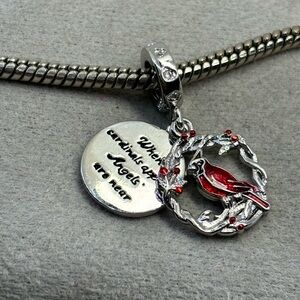 When cardinals appear angels are near red bird charm pendant sterling silver